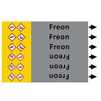 Značení potrubí ISO 20560, freon